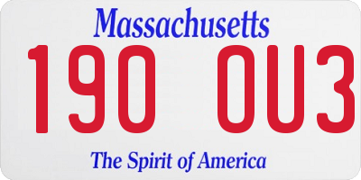 MA license plate 190OU3