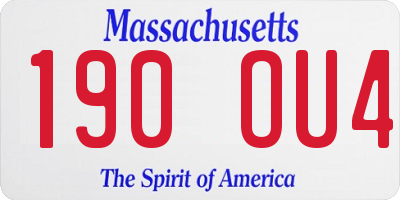 MA license plate 190OU4