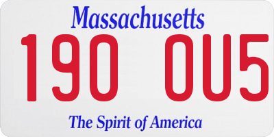 MA license plate 190OU5