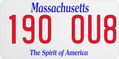 MA license plate 190OU8