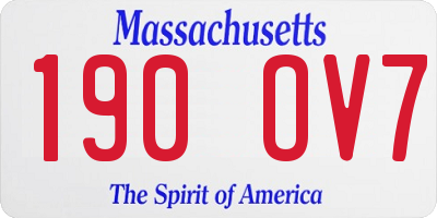 MA license plate 190OV7