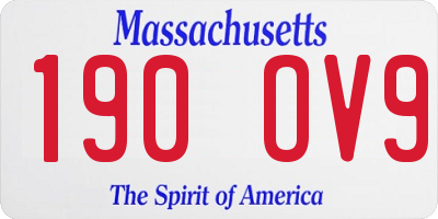 MA license plate 190OV9