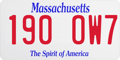 MA license plate 190OW7