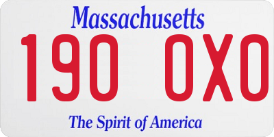 MA license plate 190OX0