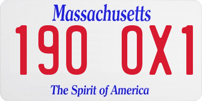 MA license plate 190OX1