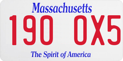 MA license plate 190OX5