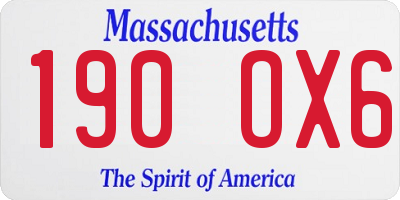 MA license plate 190OX6