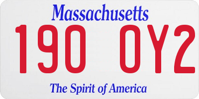 MA license plate 190OY2