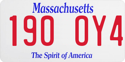 MA license plate 190OY4