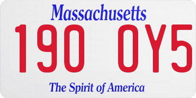 MA license plate 190OY5