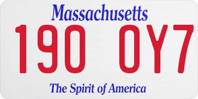 MA license plate 190OY7