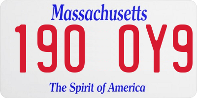 MA license plate 190OY9