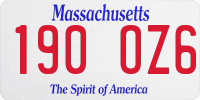 MA license plate 190OZ6