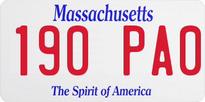 MA license plate 190PA0