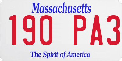 MA license plate 190PA3