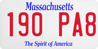 MA license plate 190PA8