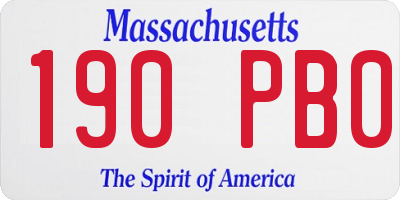 MA license plate 190PB0
