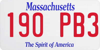 MA license plate 190PB3