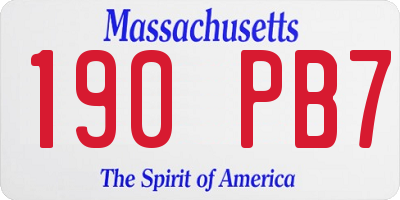 MA license plate 190PB7