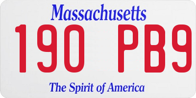 MA license plate 190PB9