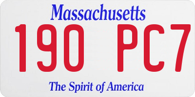 MA license plate 190PC7