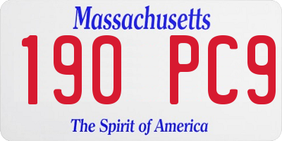 MA license plate 190PC9