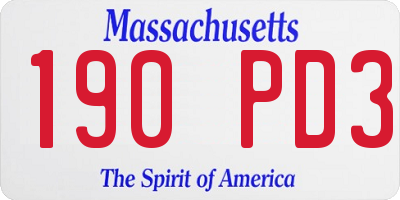 MA license plate 190PD3