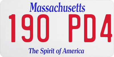 MA license plate 190PD4