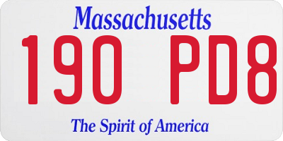 MA license plate 190PD8