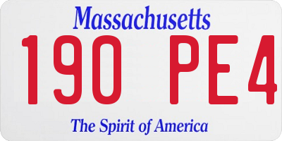 MA license plate 190PE4