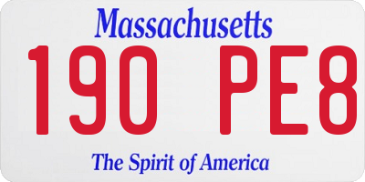 MA license plate 190PE8