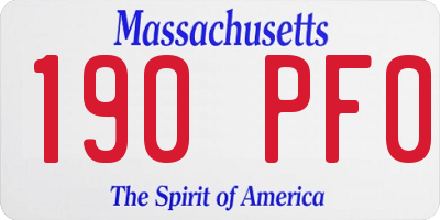 MA license plate 190PF0