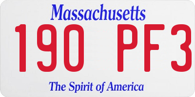 MA license plate 190PF3
