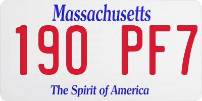 MA license plate 190PF7