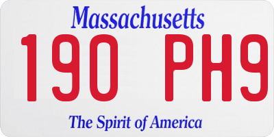 MA license plate 190PH9