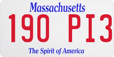 MA license plate 190PI3