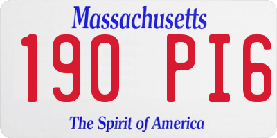 MA license plate 190PI6