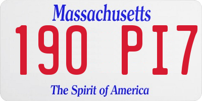 MA license plate 190PI7