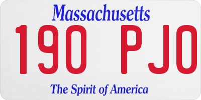 MA license plate 190PJ0