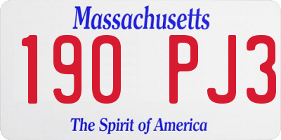 MA license plate 190PJ3