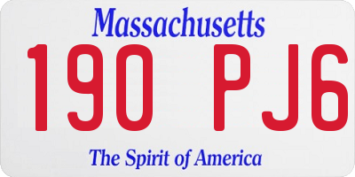 MA license plate 190PJ6