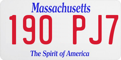 MA license plate 190PJ7