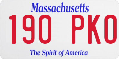 MA license plate 190PK0