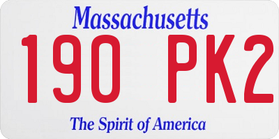 MA license plate 190PK2