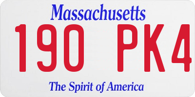 MA license plate 190PK4