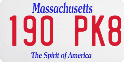MA license plate 190PK8
