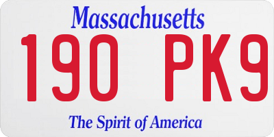 MA license plate 190PK9