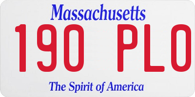 MA license plate 190PL0