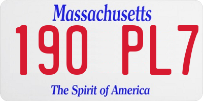 MA license plate 190PL7