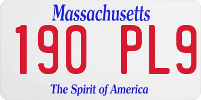 MA license plate 190PL9